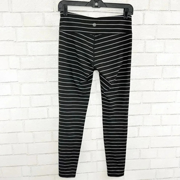 Athleta Black & Gray Striped High Rise Leggings, Size Small - Picture 4 of 6